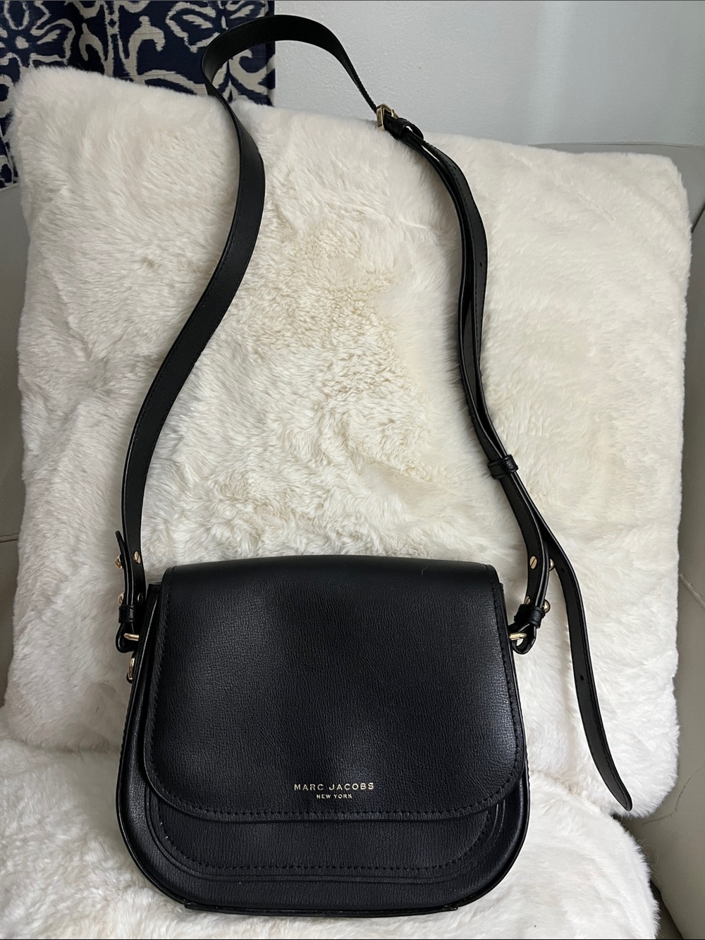 Marc Jacobs Black Leather Saddle Crossbody Bag